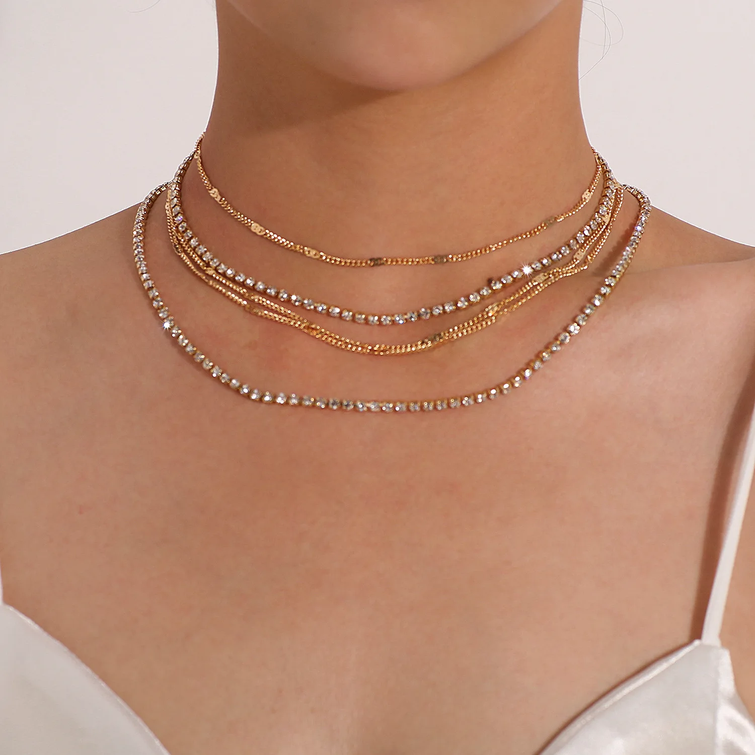 Rhineston Crystal Women Choker Charm Chain Chunky Necklace Jewelry Pendant 