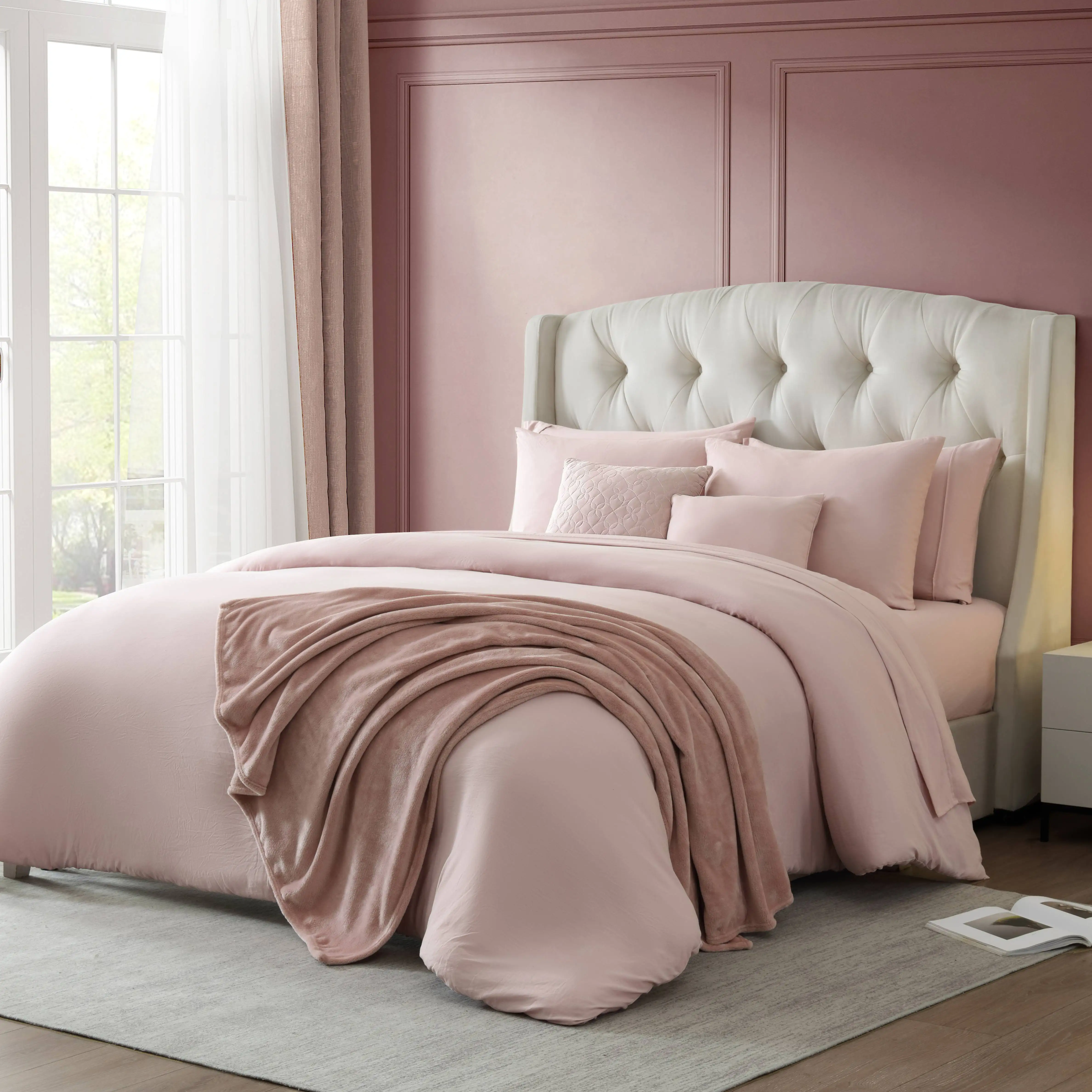 High Quality 10pc Solid Super Soft Comforter Set Garment Wash Bedding Set