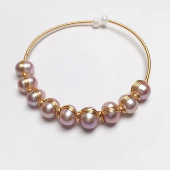 Fashion Bracelet For Women Natural Freshwater Pearl Bracelets 14K Wire Wrap Bangle Charms Bracelet Jewelry