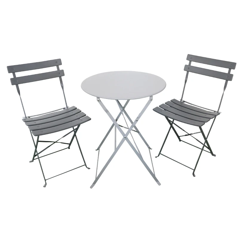 Leisure Folding Metal Bistro Table and Chairs Party Garden Set Metal Bistro Set