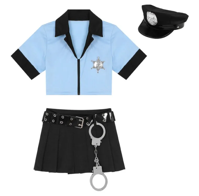 Women Sexy Police Officer Cop Cosplay Uniform Costume Outfit Fancy