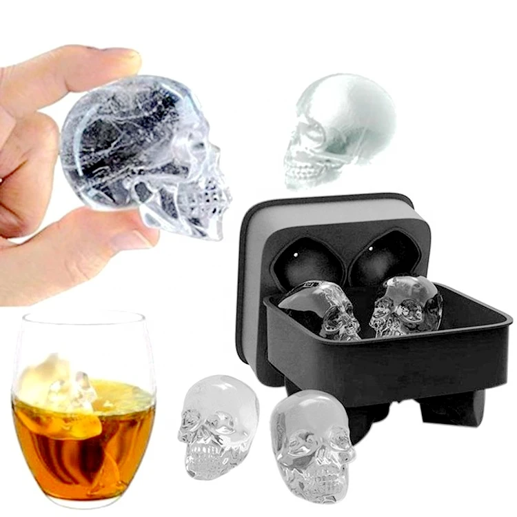 Silicone Ice Cube Whisky 3D Crâne Brick Maker Mold Halloween Party Plateau QK 