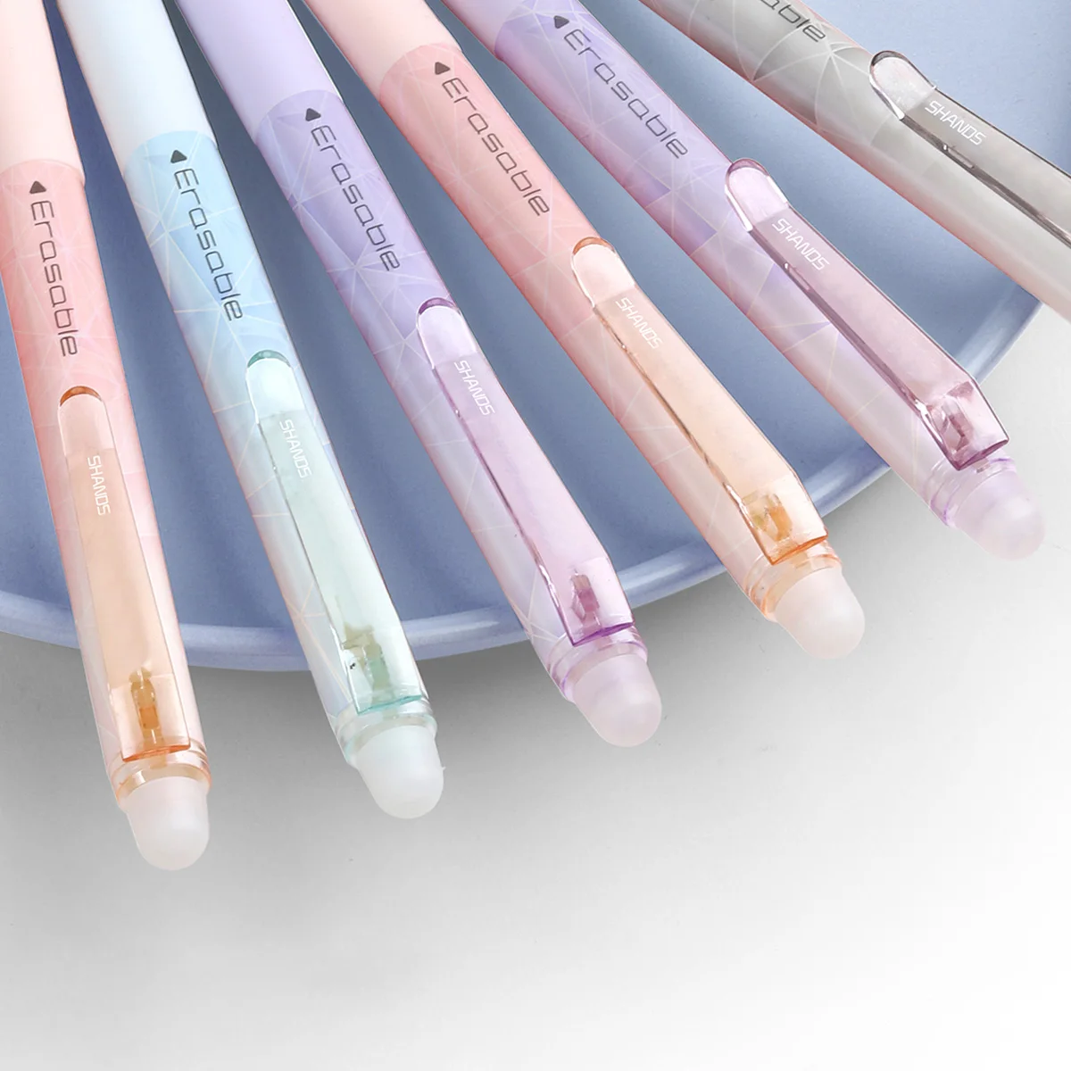 4PCS Each SHANDS Simple Solid Color 0.5mm Neutral Pen Student Cute Erasable Signature Pen Office Gift Gel Pen with Smooth ST Tip
