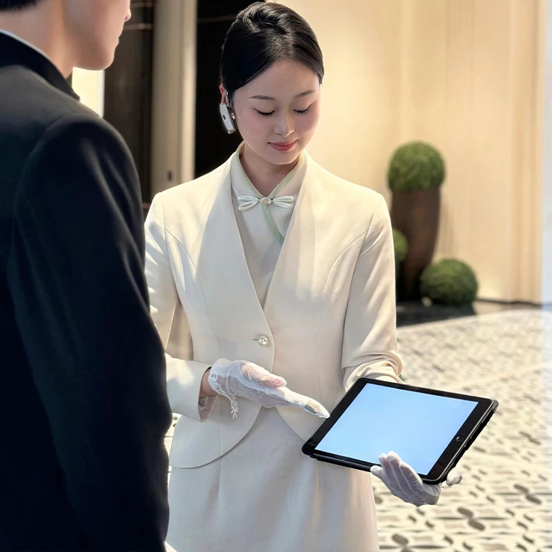 Chinese Style Office Reception Work Woman Hotel Uniforms for Spring Collection Front Desk Tea Artist Beauty Salon Suits