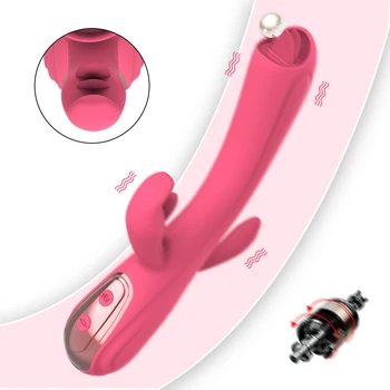 Licking Tongue Rabbit Vibrator Vagina G Spot Stimulation Suction Anal Nipple Stimulator Adults Couple Sex Toys for Women