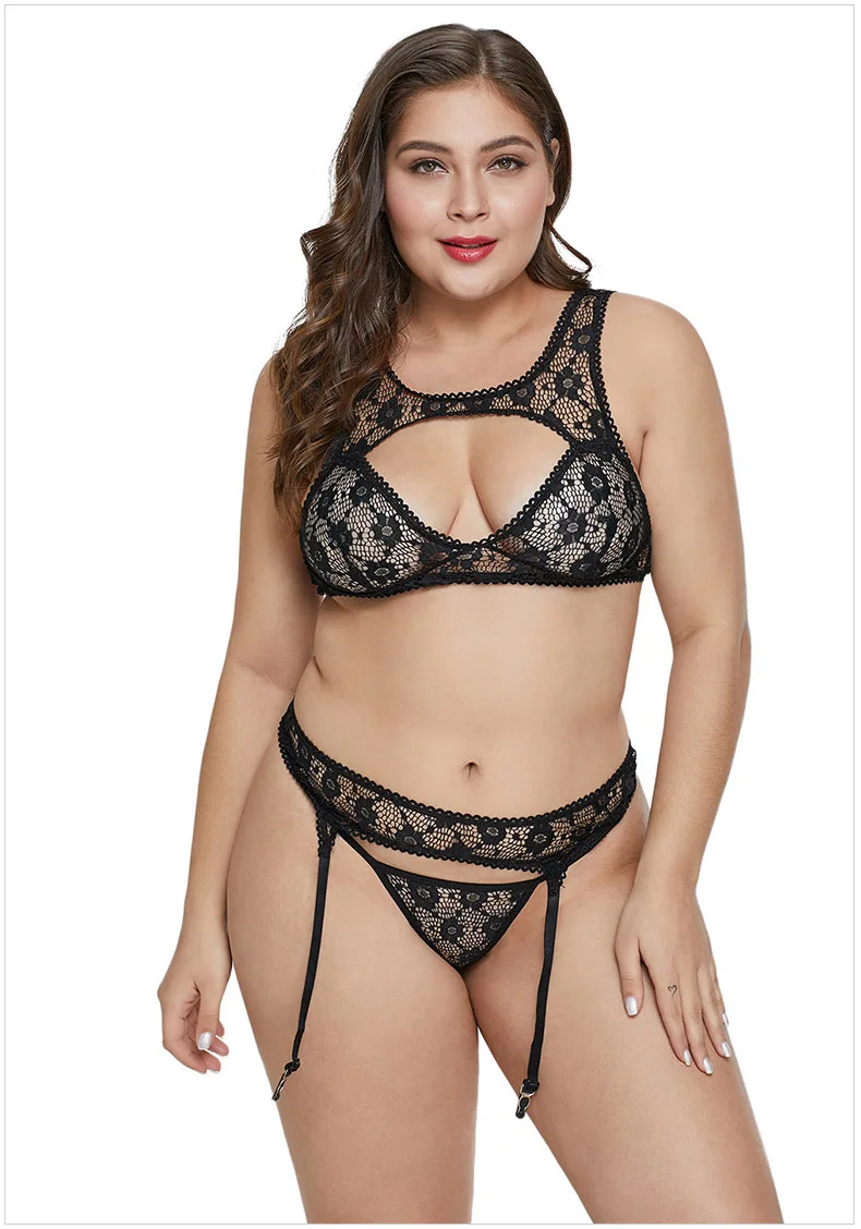 Vaqua Super Plus Size Lingerie Set For Women Lace Babydoll 2 Piece Bra