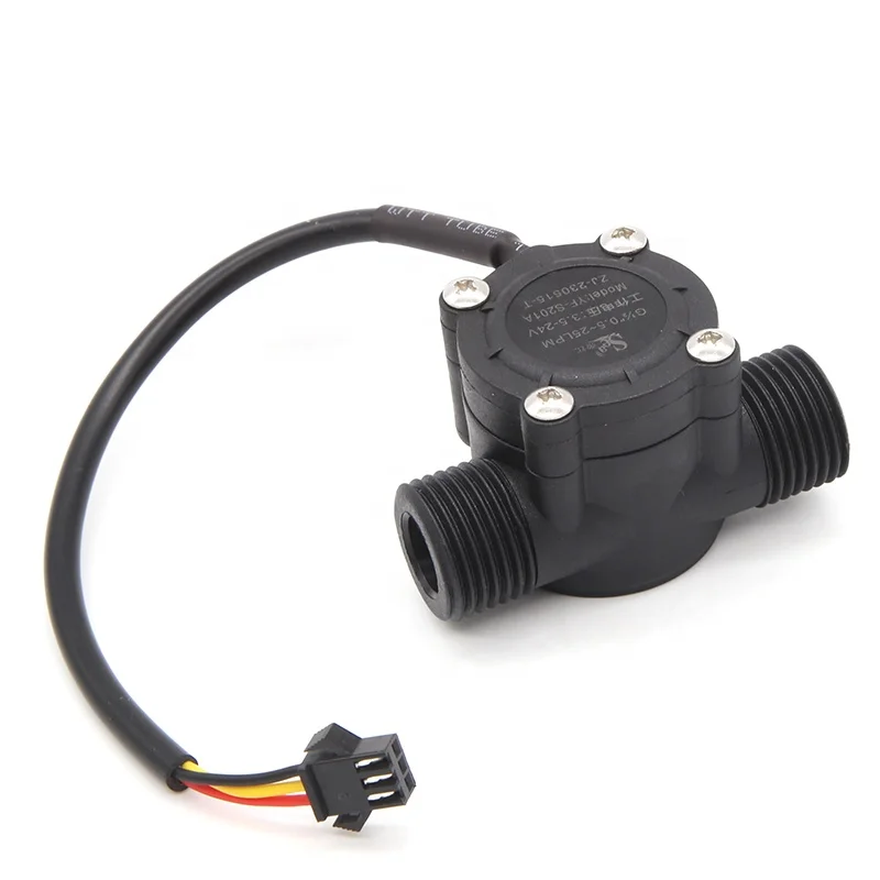 SEA Water Flow Sensor YF-S201A 1/2'' Port Waterproof 0.5-25LPM NPN Pulse Output Nylon Impeller Turbine