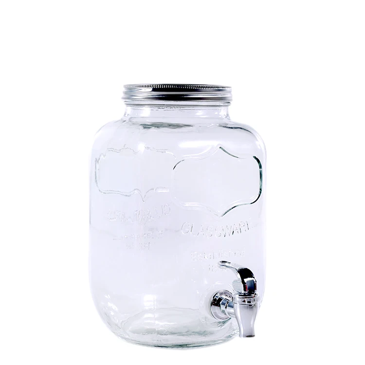 Glass Drink Dispenser for Parties, 1 Gallon Glass Beverage
