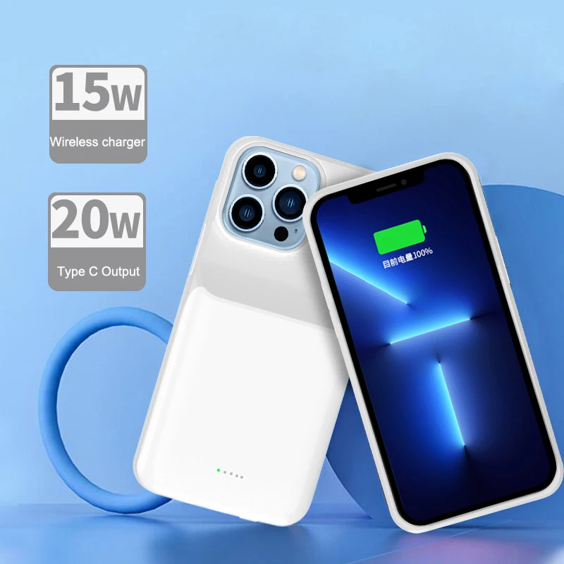 New 8000mah 15w Wireless Charging Case For Iphone 13 Back Up Battery ...