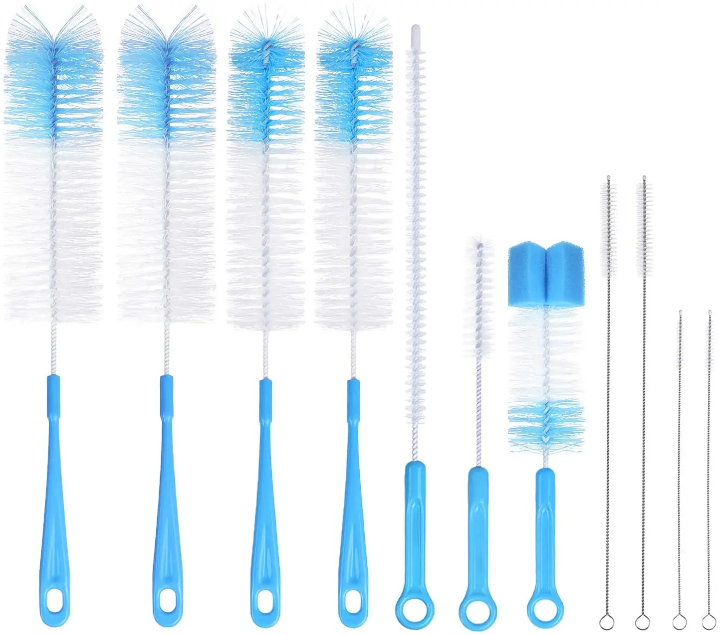 11Pcs Multipurpose Bottle Cleaning Brushes, Non-Scratch Water Bottle Cleaner Set for Baby Bottle Tub