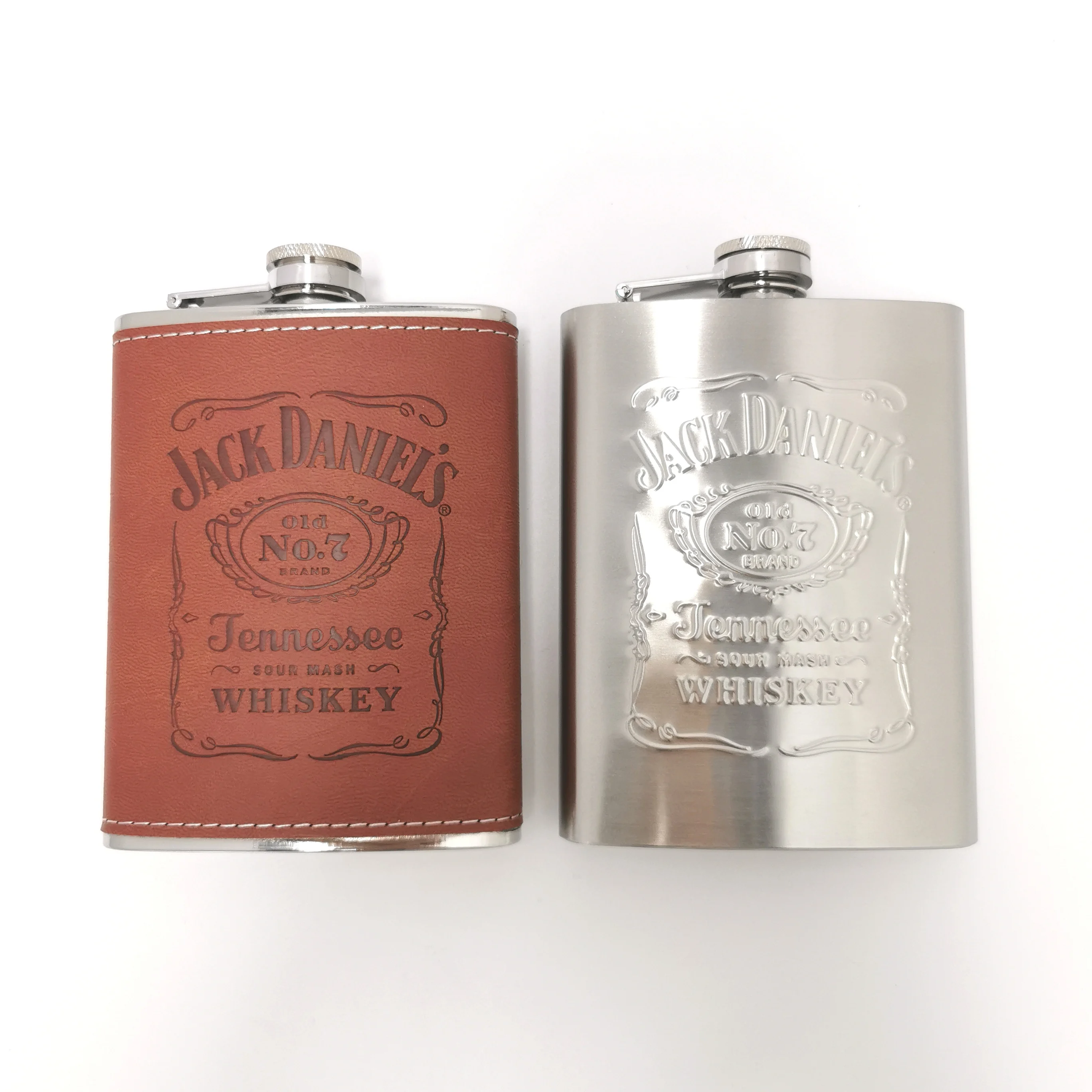 Personalized Stainless Steel Whisky Hip Flask With Leather Wrapped