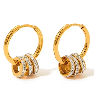 2023 New Fashion Exquisite Zircon Small Circle Drop Earrings Women with 18k Gold Plated