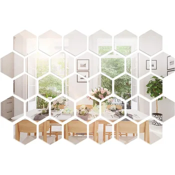 Removable acrylic wall mirror stickers honeycomb mirror sticker hexagon mirror wall stickers for living Room