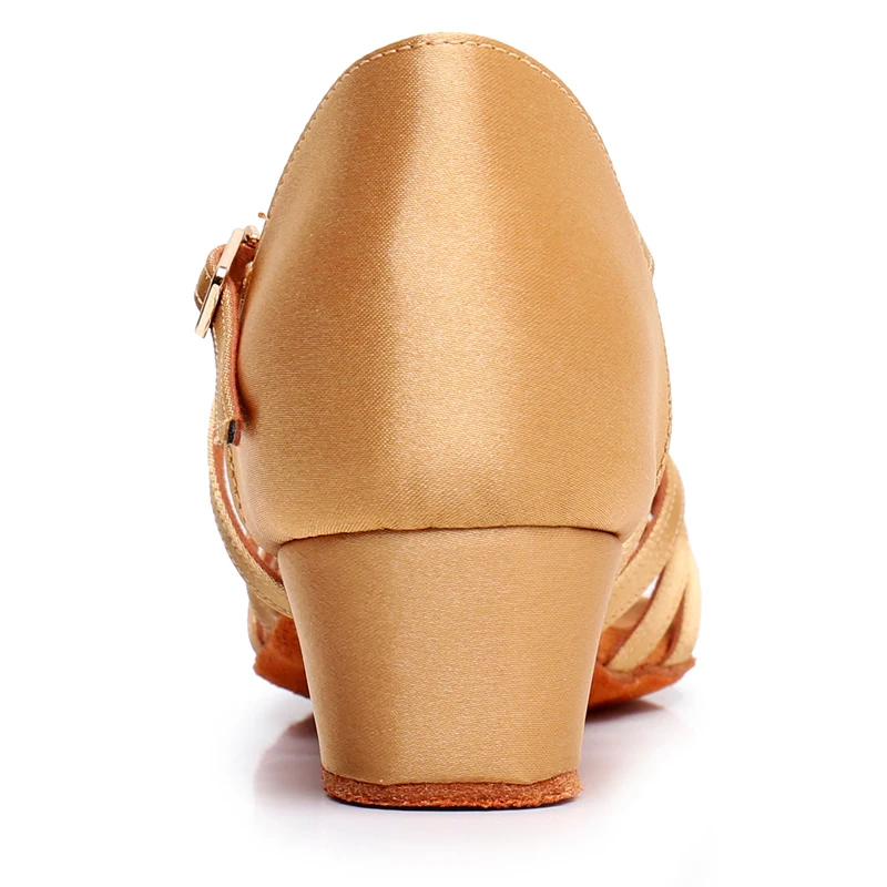 Women's Satin Dance Shoes for Ballroom Latin Salsa Child Girl in Skin  Tone for Dancers Performers