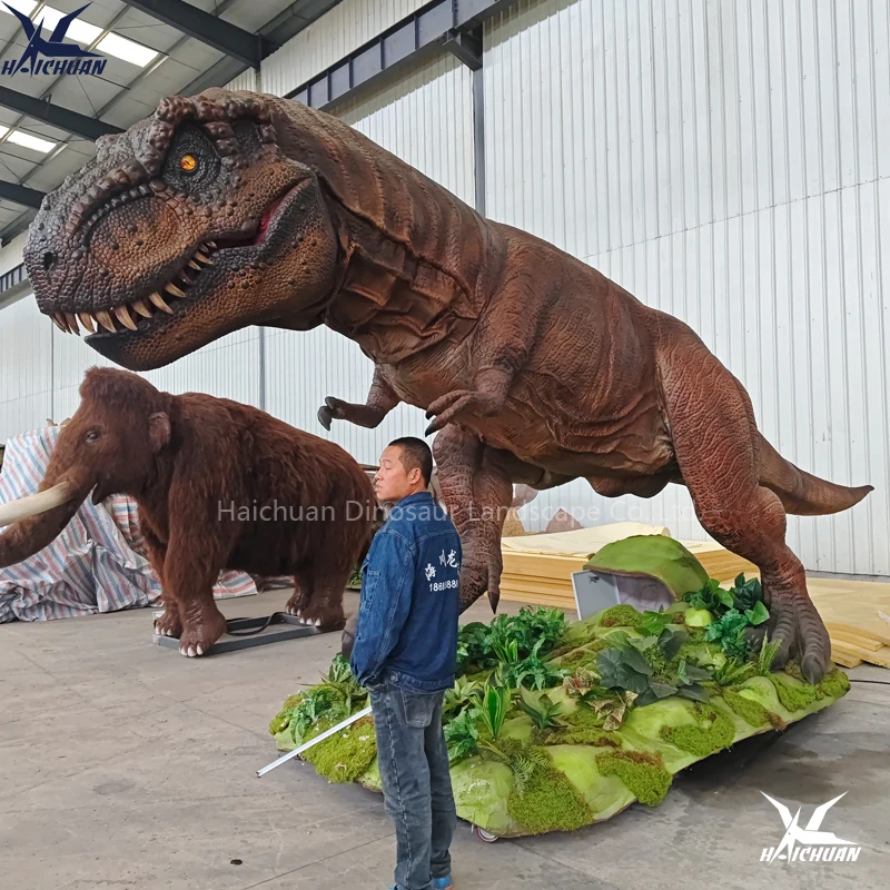 Manufacturer Haichuan T Rex Animatronico Dinosaurio Servo Motor with Motions&Sounds for Airport Trampoline Playing Theme Park