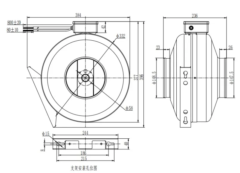 Duct Fan, 0~10VDC, 230VAC, IP55, 150mm - detail 4