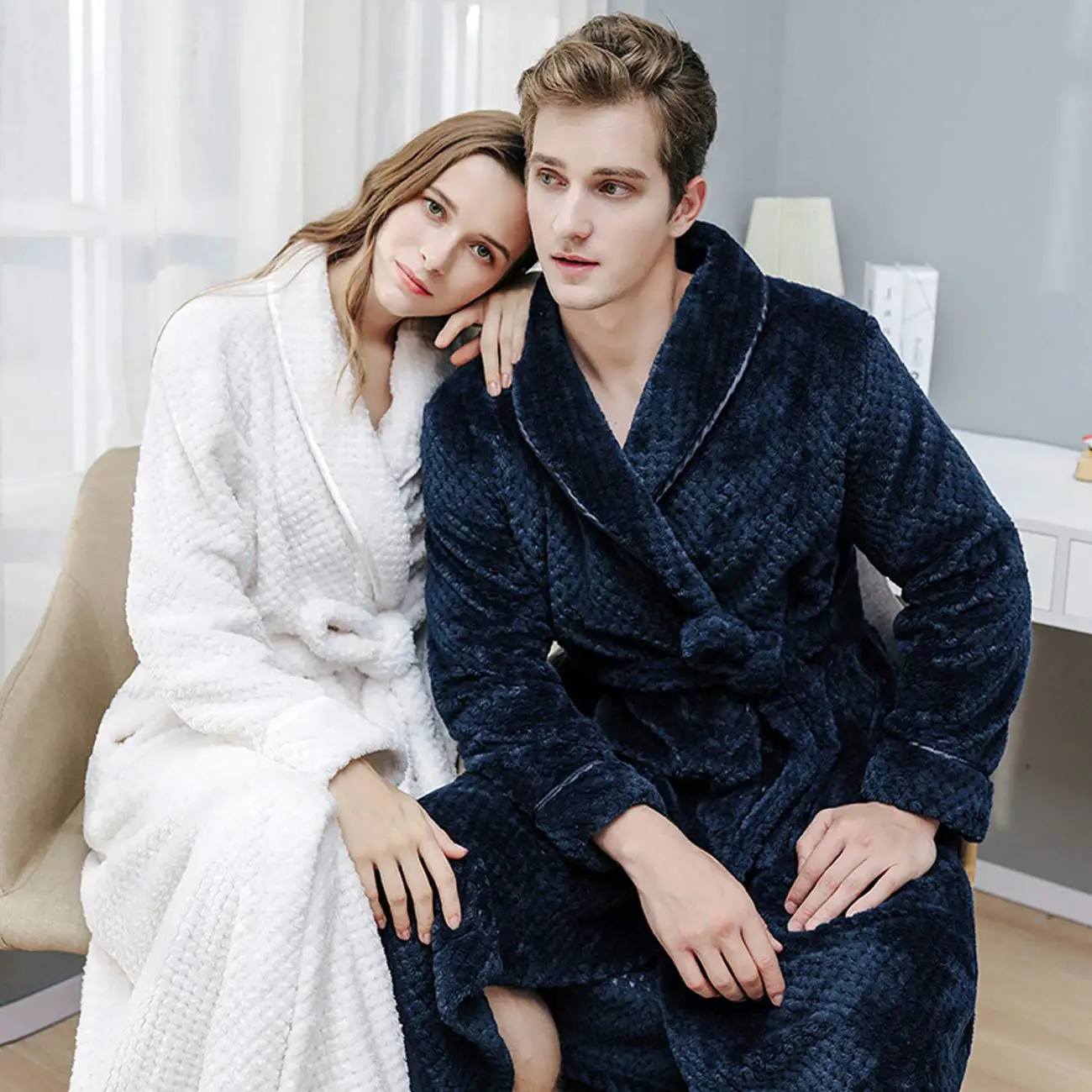 Long Fleece Lightweight Robes Plush Robes Luxury Bathrobes Women Set ...