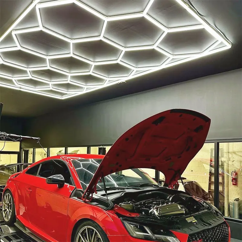 Hexagonal LED Ceiling Light 2.4x4.8m - Energy Saving Garage