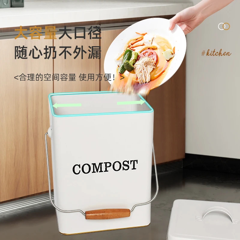Family Garden Compost Storage Bucket Onion Cheese Trash Can Galvanized Iron Metal Food Compost Bin With Lid