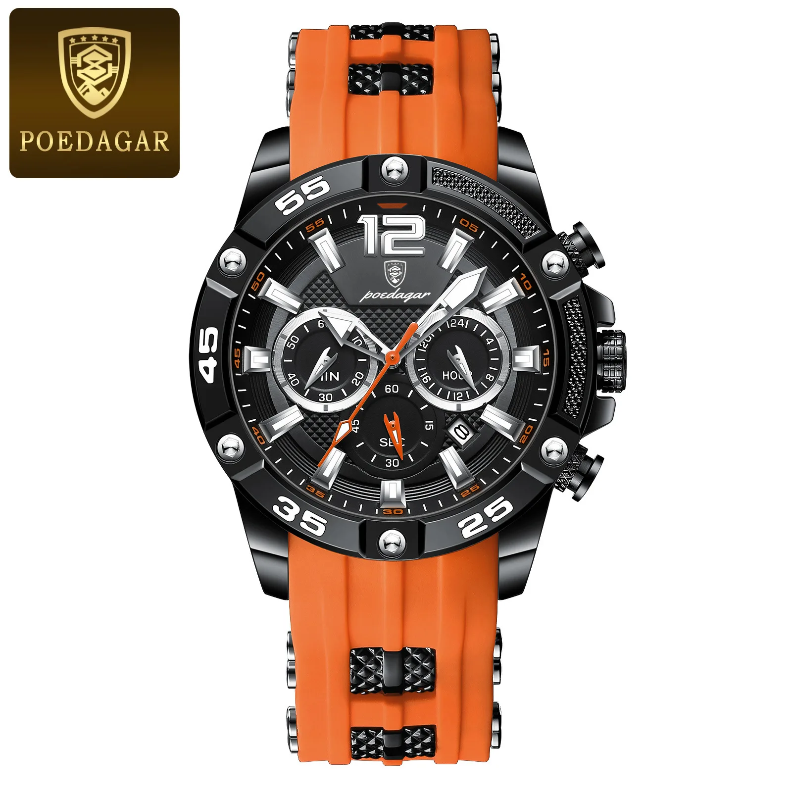POEDAGAR 912 Casual Men Watch Luxury Waterproof Luminous Chronograph Date Man Wristwatch aperçu 9
