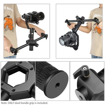 Neewer Carbon Fiber Dual Handle Grip Holder-Diameter-Adjustable 25-45mm for Zhiyun Crane 2/Crane V2/Crane Plus/Crane/Crane M detail image