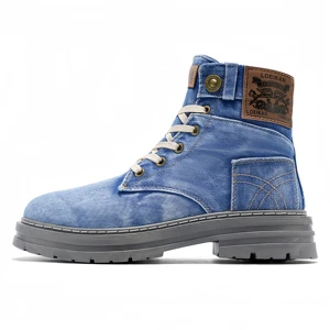 Large-sized Breathable Denim Men's Boots Lightweight Outdoor Hiking Mountaineering Work Clothes Comfortable Durable Shoes