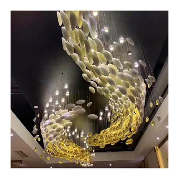 Junlighting modern rose gold color hotel ceiling lighting luxury glass chandelier pendant lights lamp shade