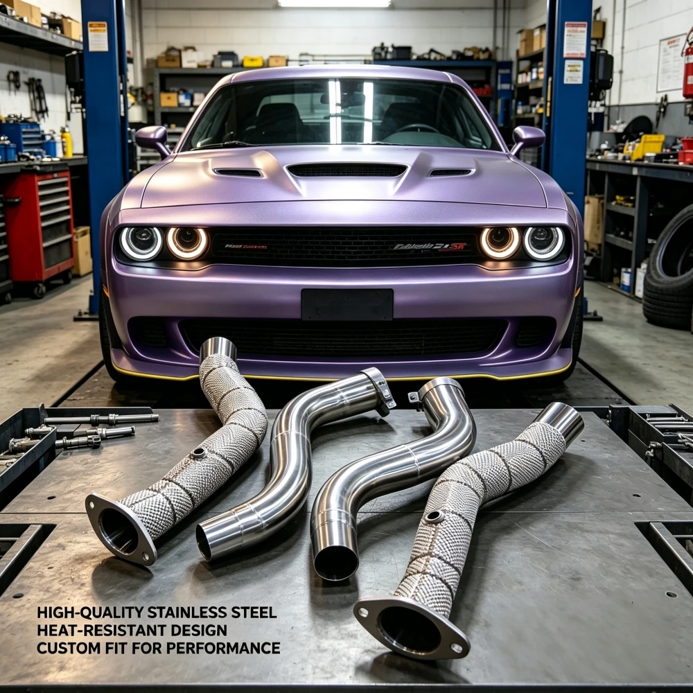 Stainless Steel Downpipe Exhaust For Dodge Challenger SRT Hellcat 6.2L 2016-2024 Head Exhaust