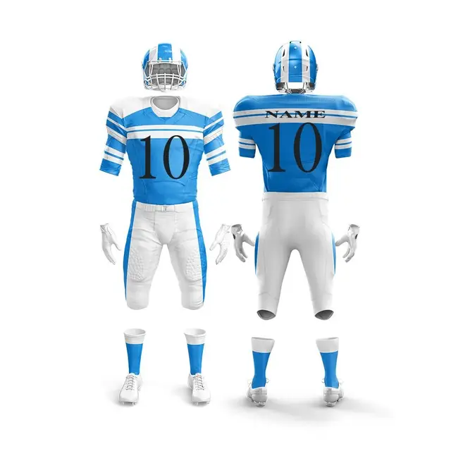 Wholesale Blue Stripe American Football Jerseys Men Custom Stitched Patch American Football Jersey Set