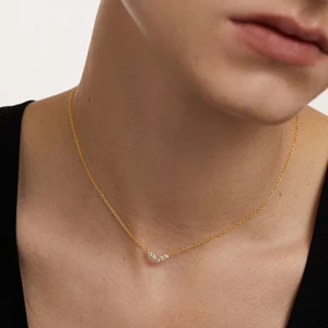 Customized 2026 New Design American Style Gold Plated Zircon Mini Crown Necklace 925 Sterling Silver Crown Necklace With a Crown