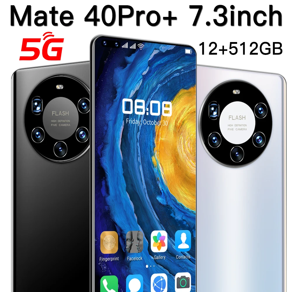 Горячая Распродажа Mate 40 Pro + Разблокировка по лицу и отпечатку пальца полный дисплей Android 10,0 сотовый телефон смартфон
