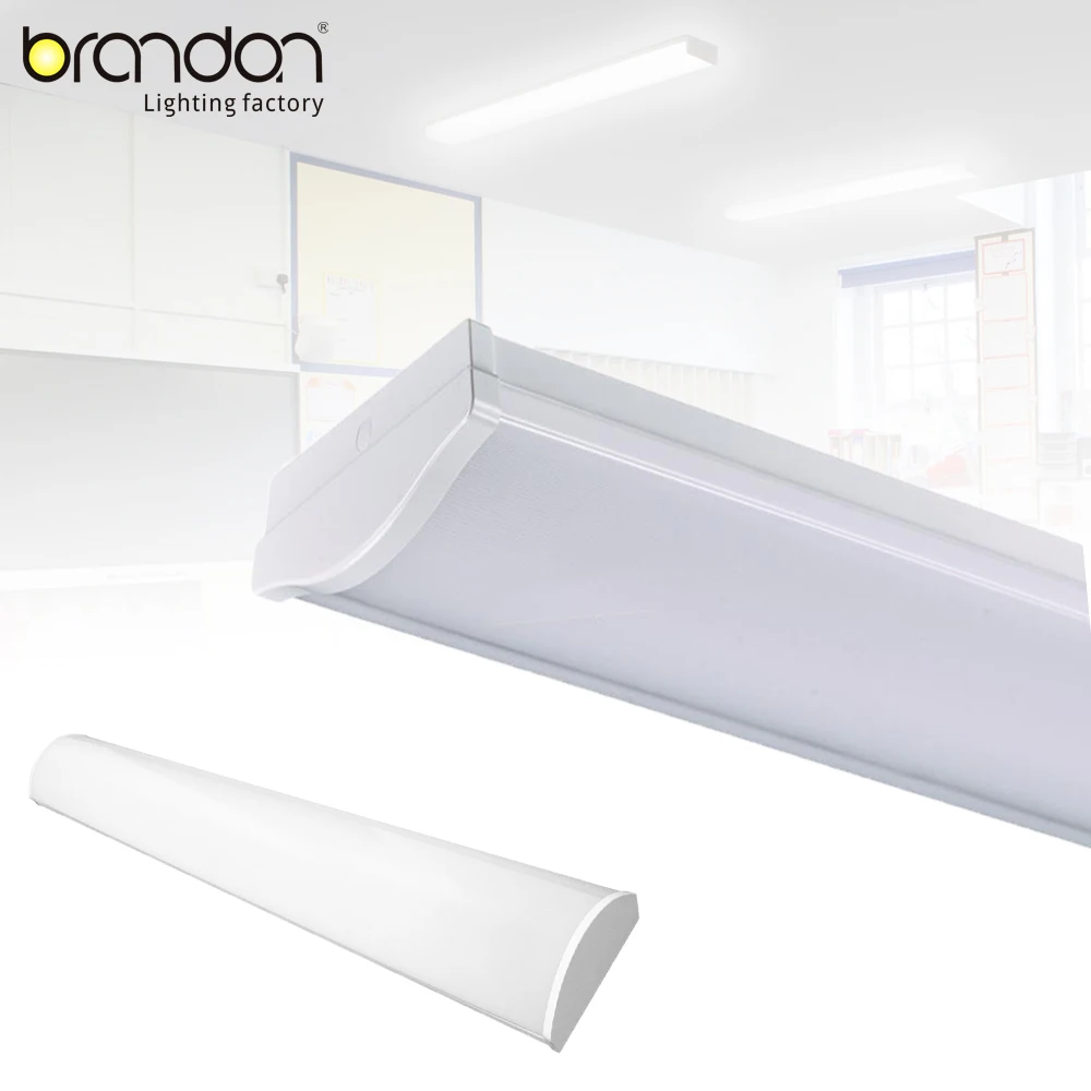 T5 T8 LED or Fluorescent Tube Double Battens Louver Baffle Plus PC Lens on LED Wrap Fixture Linear Fluorescent Lamp