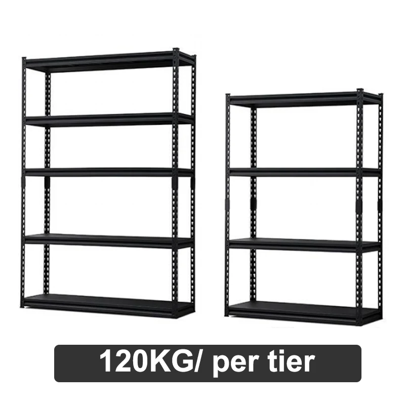 4 Tier Heavy Duty Metal Boltless Rack With MDF Board and 4 Tier Adjustable Metal Shelves for Garage Storage Heavy Duty Shelving