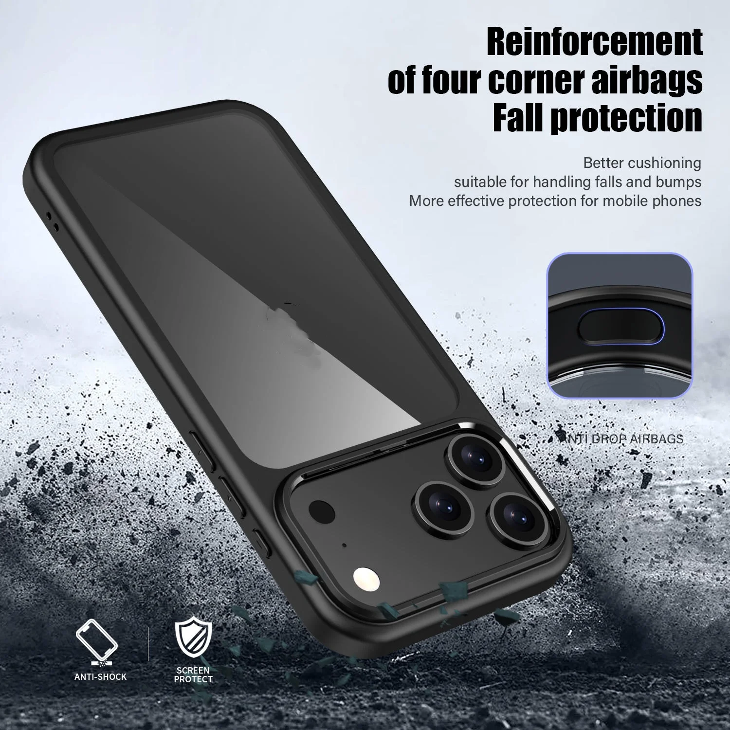 product laudtec shockproof phone bumper cover crystal clear hard back soft tpu frame phone case for iphone 17 17 pro max 17 pro 17 air-3