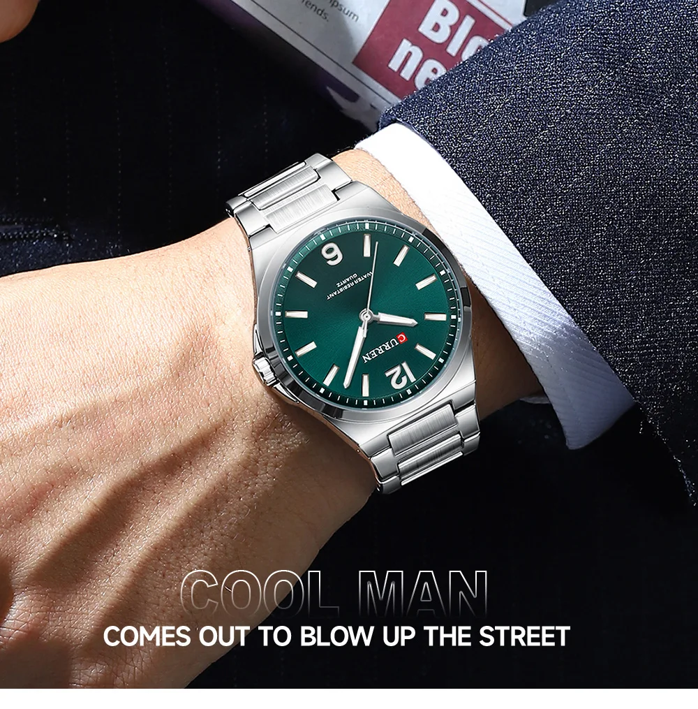 CURREN 8493 Classic Vintage Men's Quartz Watch 42mm Brand Original Wristwatches with Stainless Steel Band Luminous Hands Gift
