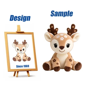 Shengye Toy Manufacturer Custom 10-45cm Elk Reindeer Deer Animal Stuffed  Plush Baby Toy Kawaii Cute Deer Plush From Drawing