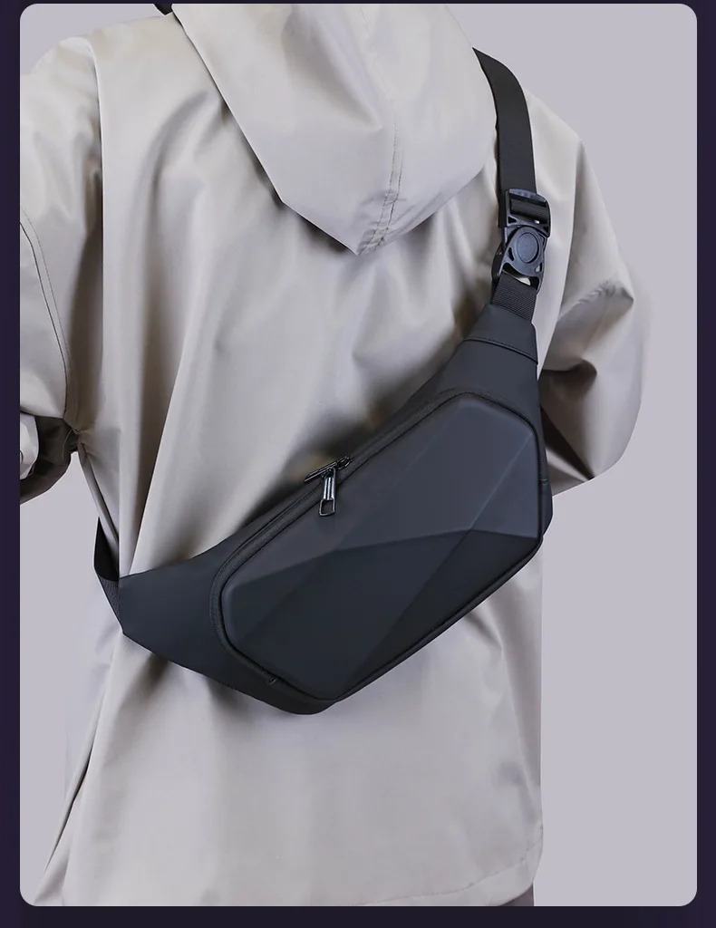 Men's New EV Shaped Waist Bag Fashionable Leisure Shoulder & Small Backpack Trendy Motorcycle Luggage & Saddlebags