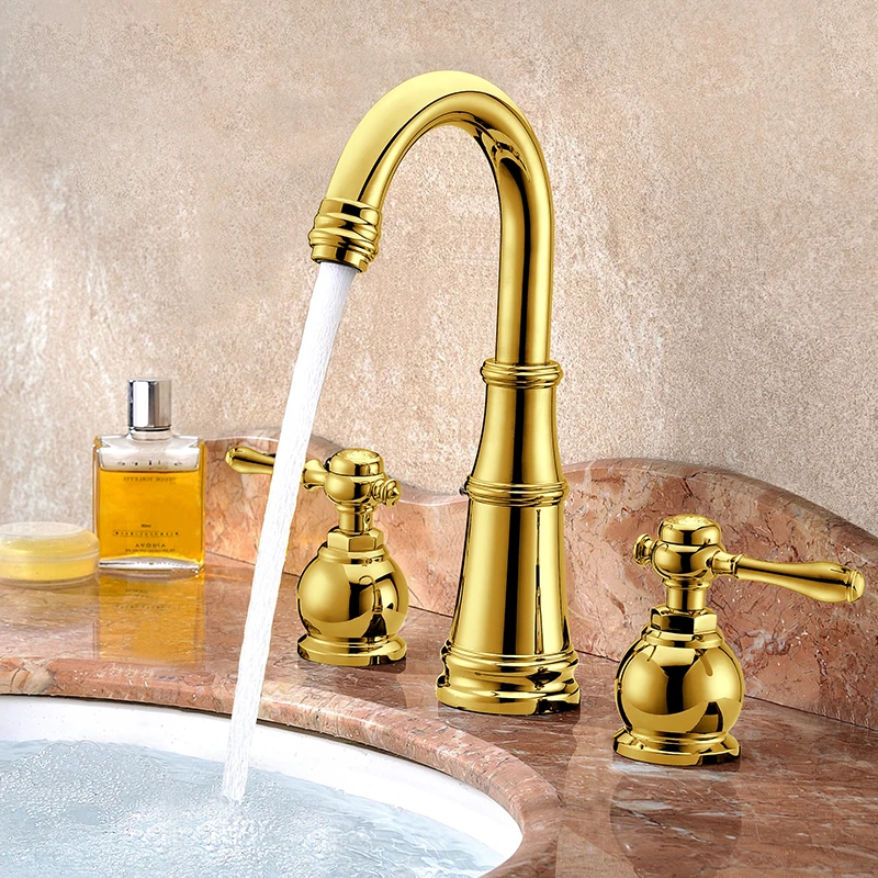 High End Vintage 3 Hole Gold Bathroom Faucet Buy Bathroom Faucet Vintage Faucet Gold Faucet Product On Alibaba Com