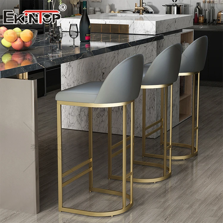 Ekintop Bar Furniture Nordic Bar Stool Gold Kitchen Chairs Modern Bar