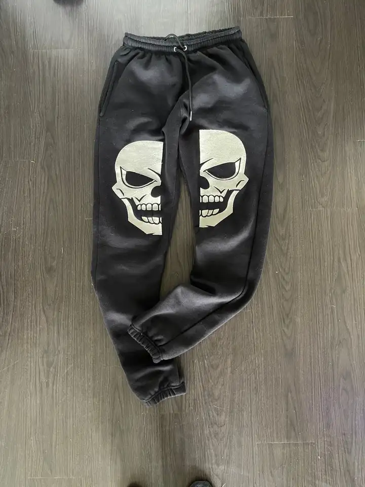 Custom Track Pants Skull Print Fleece Graphic Jogger Sports Stacked