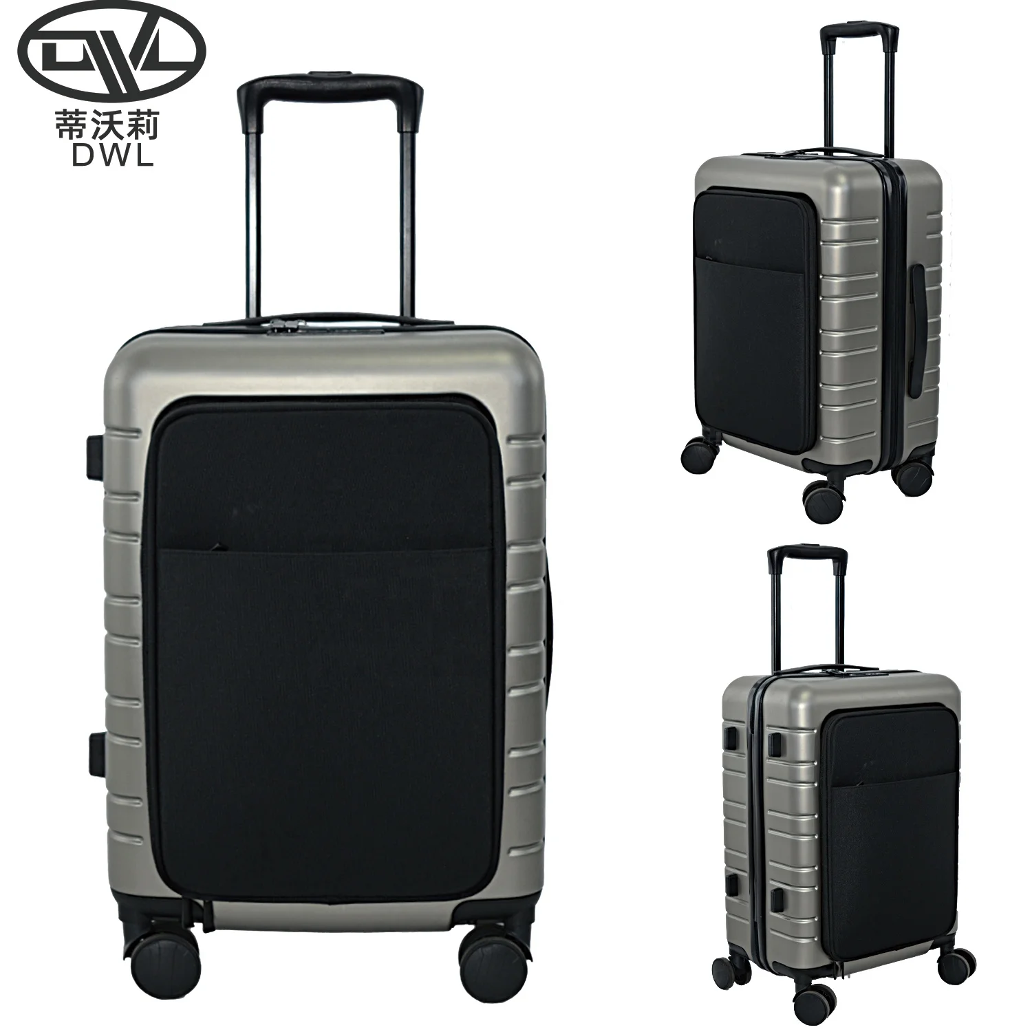 New Design Hard ABS Mix PC Trolley Suitcase Travel Luggage Bag with Front Opening Nylon Lining Polyester Lining Carry-On Luggage