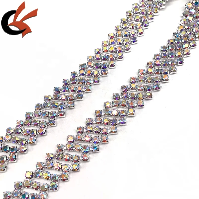 Silver Crystals Rhinestone Chain Trim Diamond Belts Trimming for DIY Clothes Accessory Dress Belts Headpiece Jewelry Making