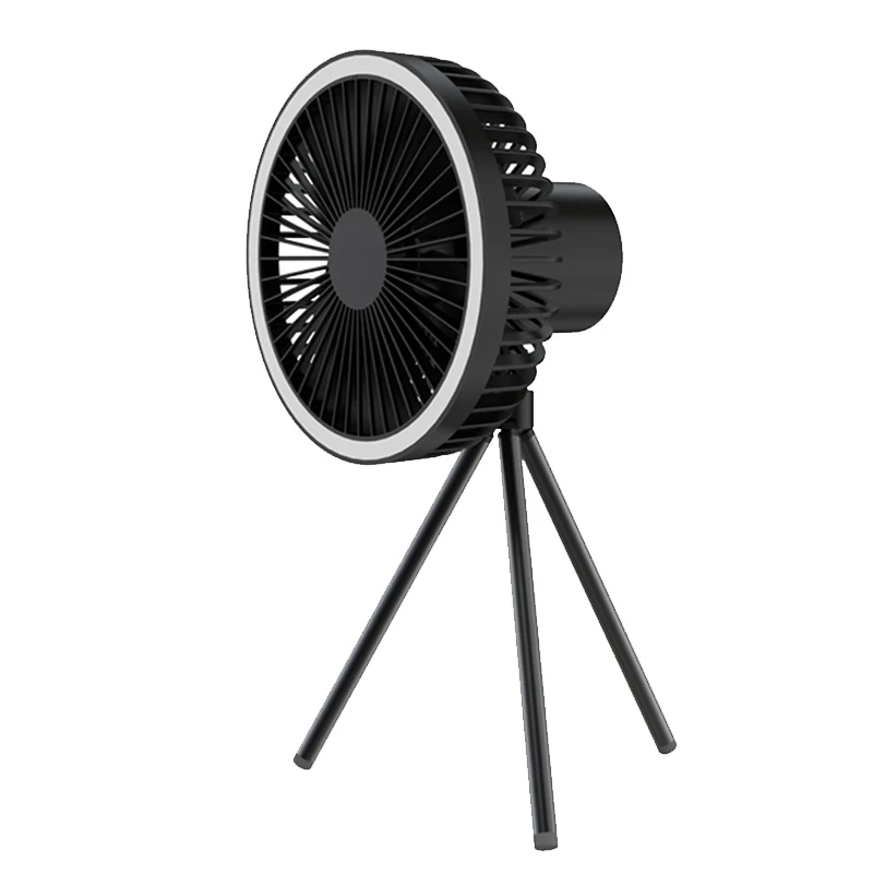 OEM Outdoor Camping Ceiling Fan with LED Light USB 10000mAh Large Battery Foldable Fan Portable Rechargeable Fan