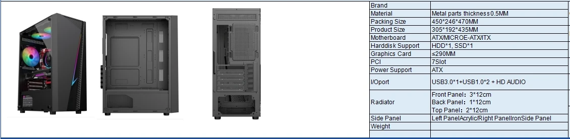 Gaming Case PC: ATX Full Tower with Integrated RGB Lighting System ...