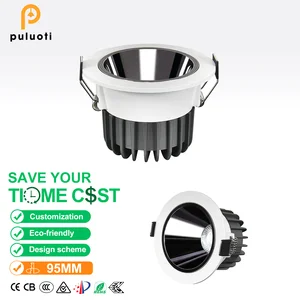 Embedded Aluminum Anti-glare Spotlight 95mm Aperture 18W,3000K/3500K/4000K Color Temperature LED Indoor Commercial Lighting