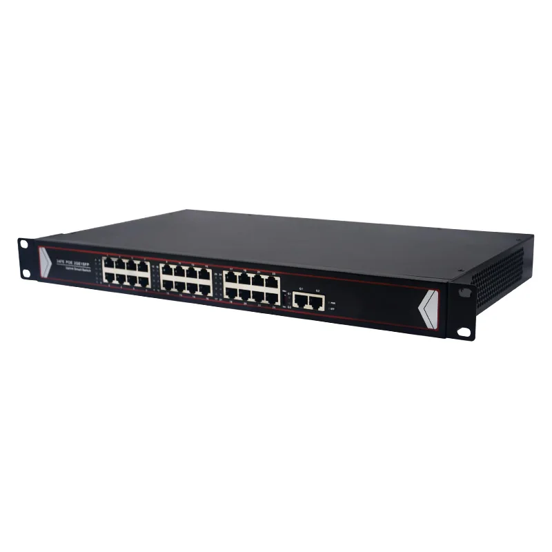 12V 24V PoE Switch 16*10/100Mbps 24V Non-standard PoE Switch with 2 Gigabit Uplink 1U Rackmount details