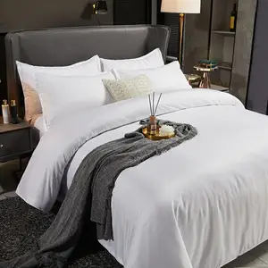 Wholesale 100% Cotton Bedding Sheet White Bed Sheet Set Queen King Size 200/300 Thread Count Hotel Bed Sheet Duvet Cover