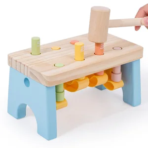 Wooden Hammer Toy for Kids Toddlers - Pounding Bench with Pegs and Mallet -Colorful Developmental Toy - 1 Year +