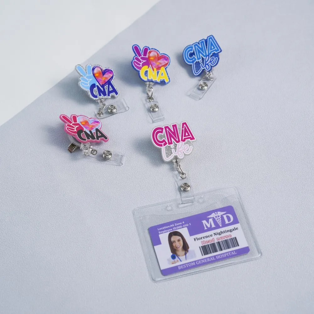 Bestom Cute Glossy Bling Glitter Acrylic Rotatable Cna Nurse