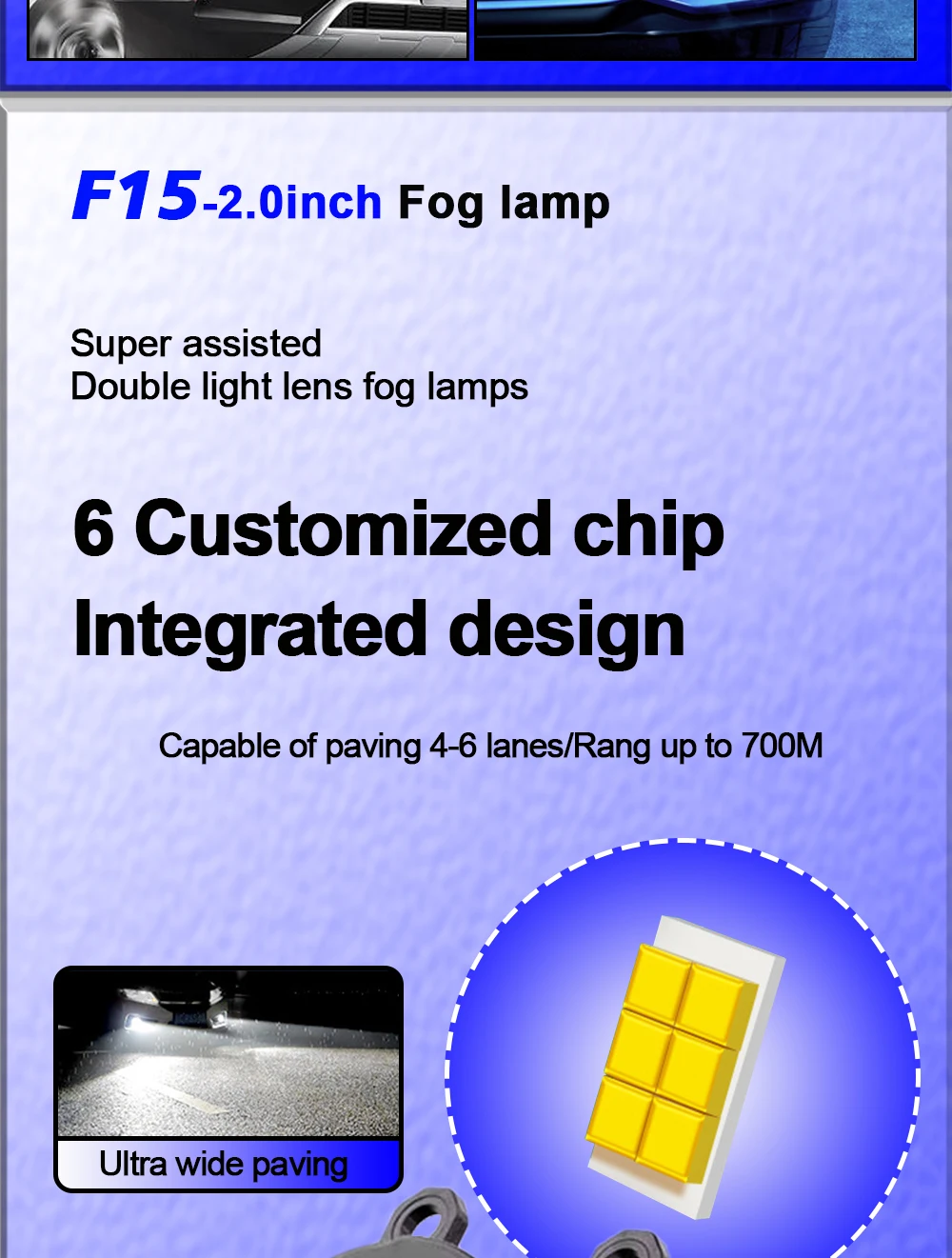 TECH-KING F15 2.0'' LED BI-LED projector fog lamp light led car 3000K/6000K with Toyota bracket for any cars lens fog lamp